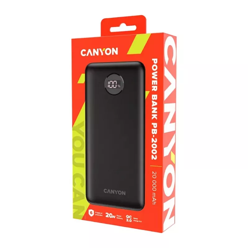 Powerbank Canyon PB-2002 20.000 mAh PD20W preto