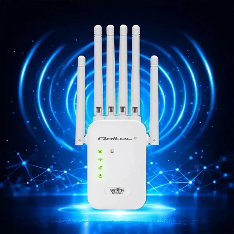 Amplificador de sinal Wi‑Fi QOLTEC AC1200 – Amplificador de sinal dual-band QOLTEC AC1200