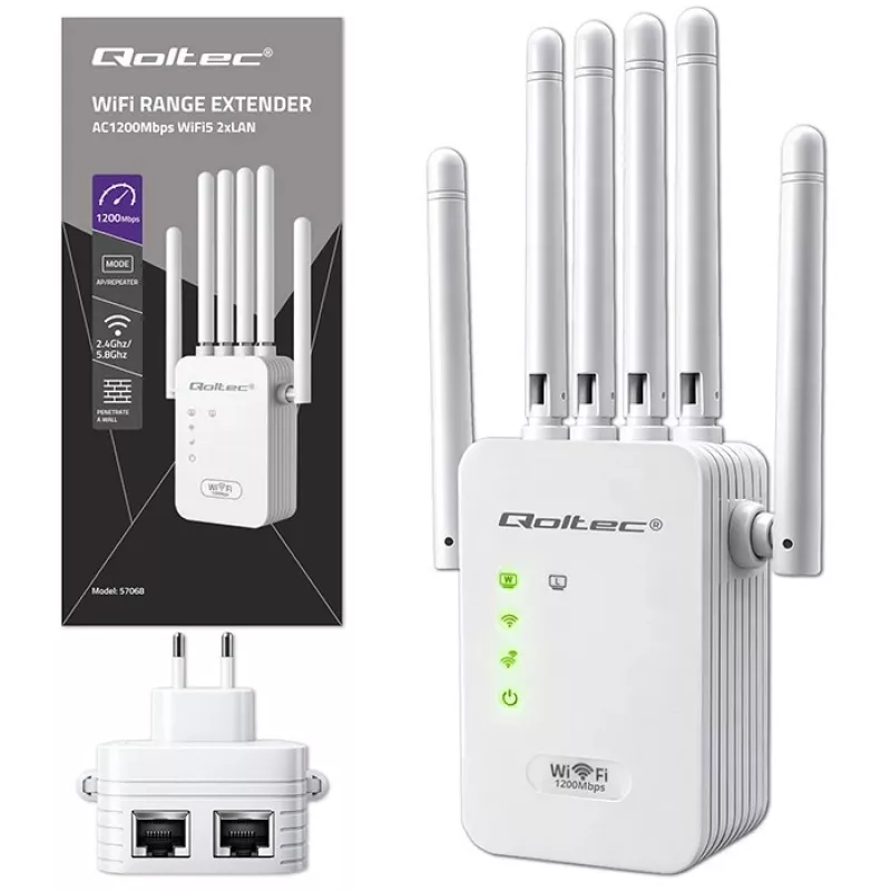Amplificador de sinal Wi‑Fi QOLTEC AC1200 – Amplificador de sinal dual-band QOLTEC AC1200