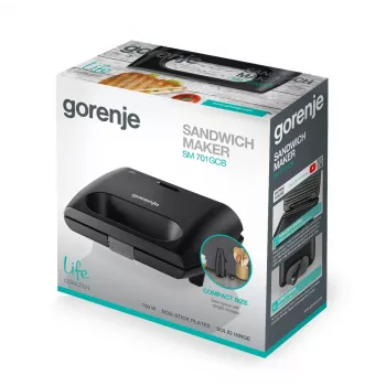 Gorenje | Mini grelhador | SM701GCB | Grelhador de contacto | 700 W | preto