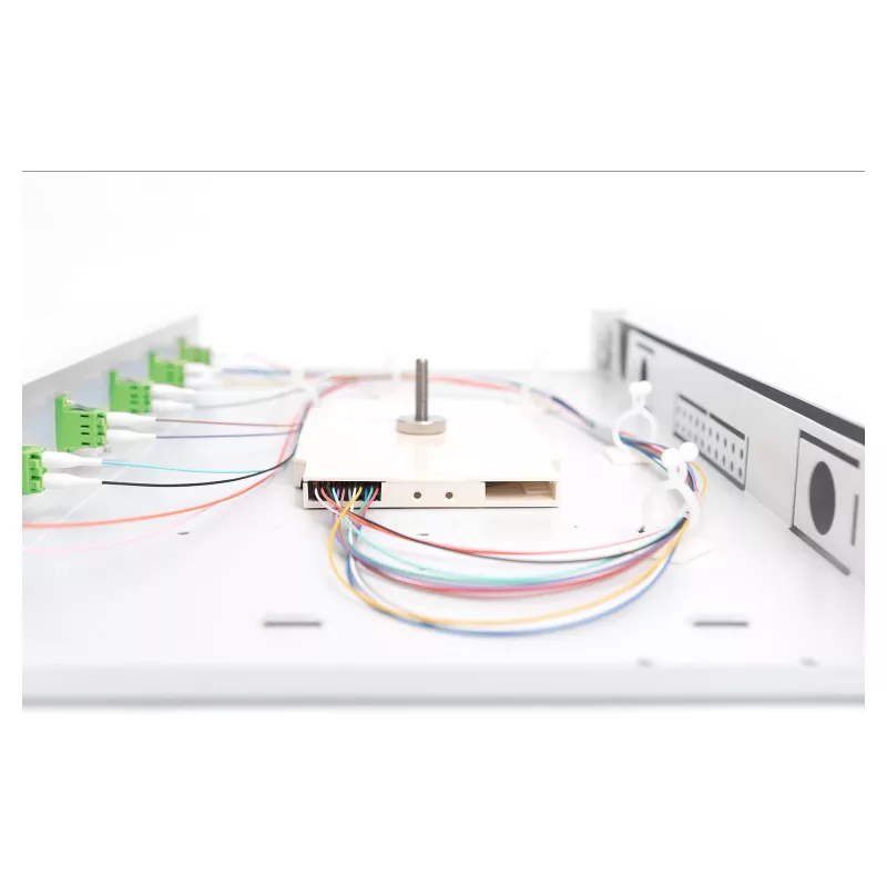 Caixa de fusão de fibra ótica DIGITUS DN-96330/9APC 1U, equipada com 6x LC-APC DX, OS2, polímero/aço, cinzento-claro