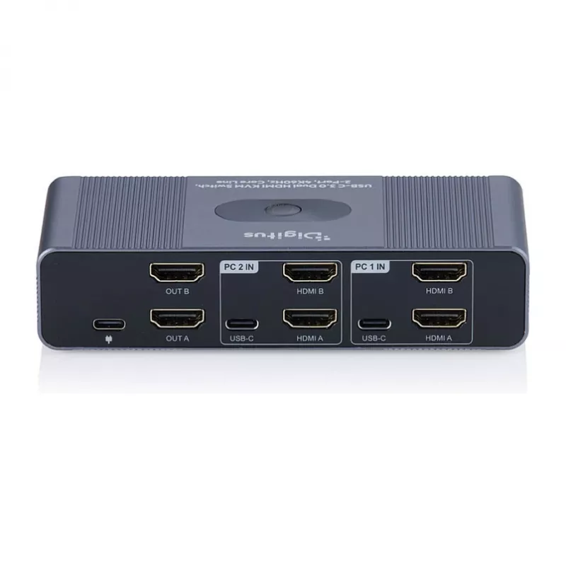 Comutador KVM DIGITUS DS-12856 USB-C/USB-A 2 portas Dual HDMI 4K60Hz (USB 3.2 Gen 1)
