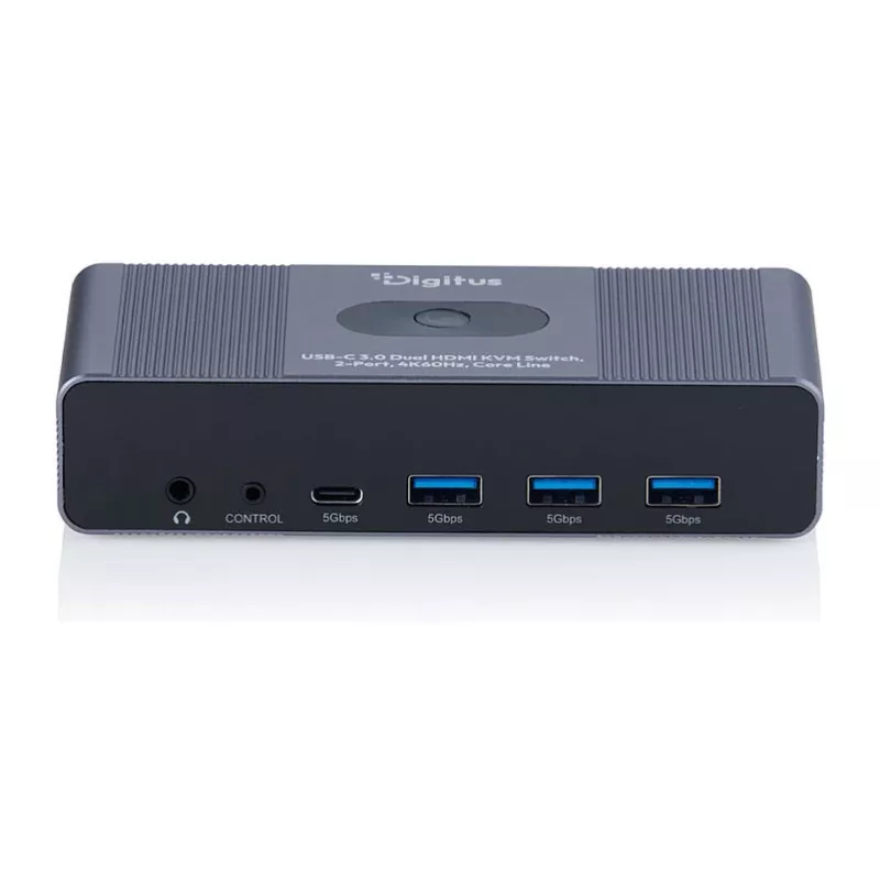 Comutador KVM DIGITUS DS-12856 USB-C/USB-A 2 portas Dual HDMI 4K60Hz (USB 3.2 Gen 1)