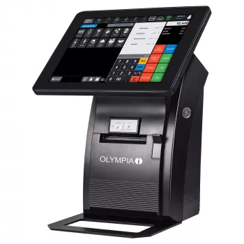 Terminal tudo-em-um com ecrã tátil Olympia T210 25,4 cm (10 polegadas) LCD, Android 11, impressora de transferência térmica, 8 cm de largura, preto