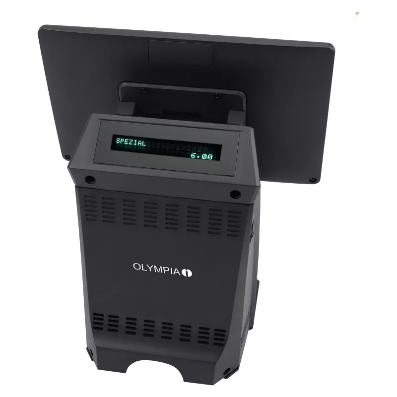 Terminal tudo-em-um com ecrã tátil Olympia T210 25,4 cm (10 polegadas) LCD, Android 11, impressora de transferência térmica, 8 cm de largura, preto