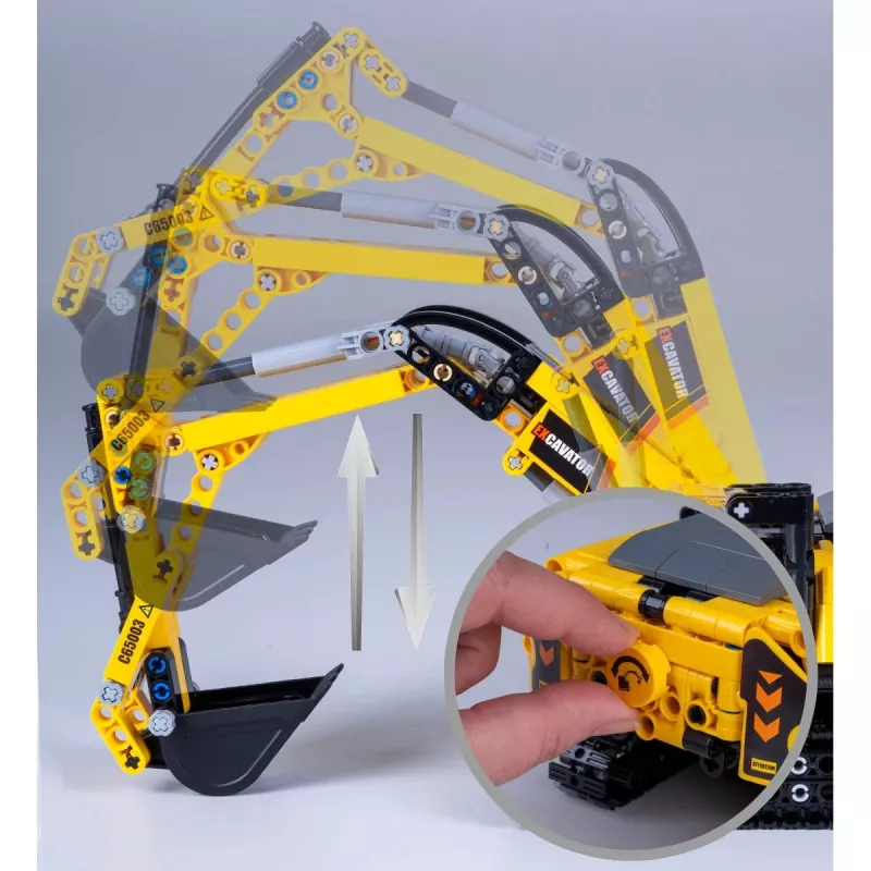 Modelo de escavadora Jamara CaDA escavadora blocos de construção, idade recomendada 8+, peso 0,36 kg, preto/amarelo