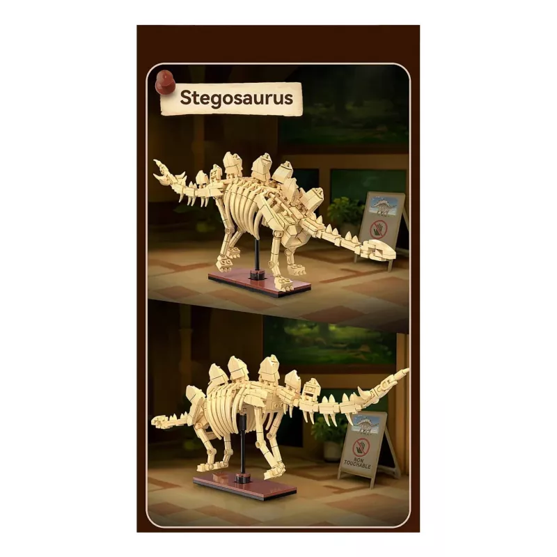 Conjunto de construção Jamara CaDA fóssil de dinossauro Stegosaurus — 297 peças, idade 8+, bege/castanho