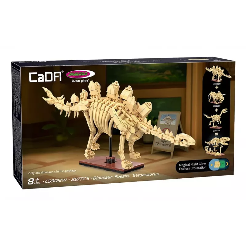 Conjunto de construção Jamara CaDA fóssil de dinossauro Stegosaurus — 297 peças, idade 8+, bege/castanho