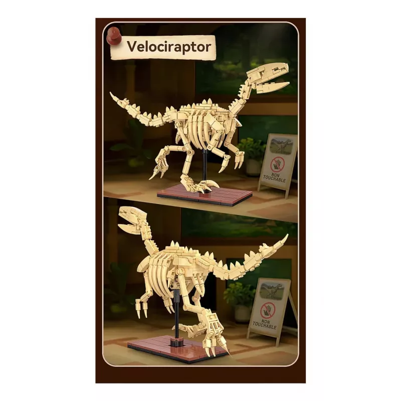 Conjunto de construção Jamara CaDA fóssil de dinossauro Velociraptor — 256 peças, idade 8+, bege/castanho