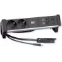 Módulo de alimentação Bachmann DESK2 ALU preto – unidade de tomadas de secretária com 2x tomadas CEE7/3, cabo de 1,0 m, 1x carregador USB 22W