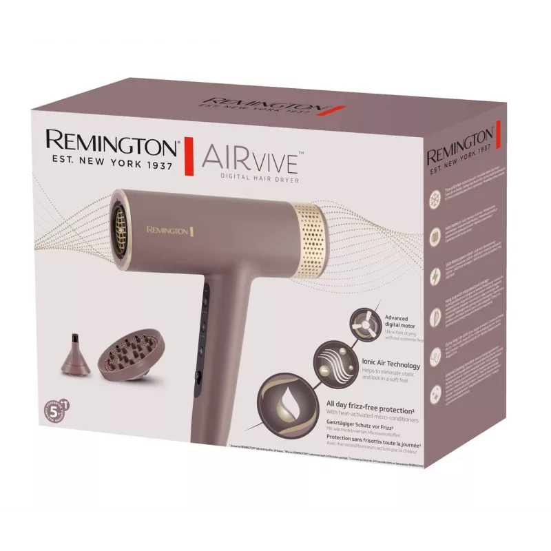 Secador de cabelo Remington EC8930, 1600 W, motor digital, 110000 rpm, rosa, cabo de 3 m