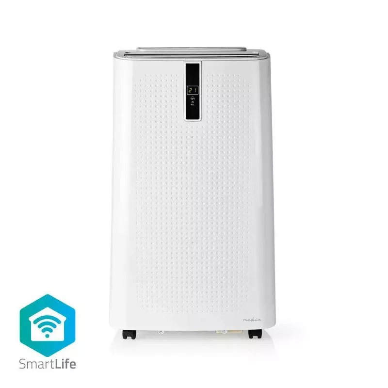 Ar condicionado portátil Nedis WIFIACMB1WT12 — Arrefecimento Classe A, ficha tipo F, ecrã LCD, branco, 62 dB