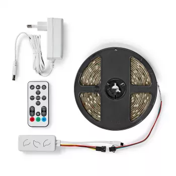 Faixa de luz inteligente Nedis WIFILS51CRGB – Wi‑Fi, RGB, 24 W, cabo de 1 m, 12 mm de largura
