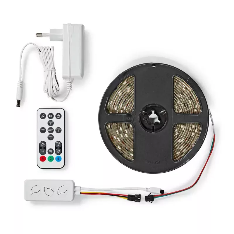 Faixa de luz inteligente Nedis WIFILS51CRGB – Wi‑Fi, RGB, 24 W, cabo de 1 m, 12 mm de largura