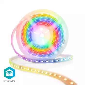 Faixa de luz inteligente Nedis WIFILS51CRGB – Wi‑Fi, RGB, 24 W, cabo de 1 m, 12 mm de largura