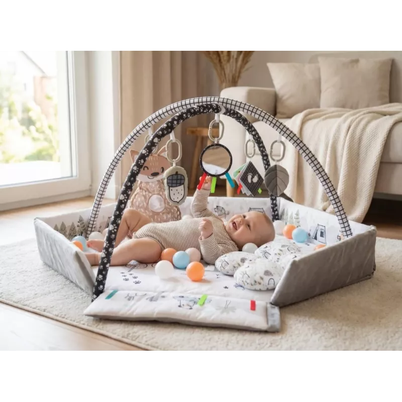 Tapete de atividades para bebé milly mally Baby Mat 5in1 Minky – tapete multifuncional 5 em 1 para bebé para posição de barriga, brincar, descansar, gatinhar, viajar