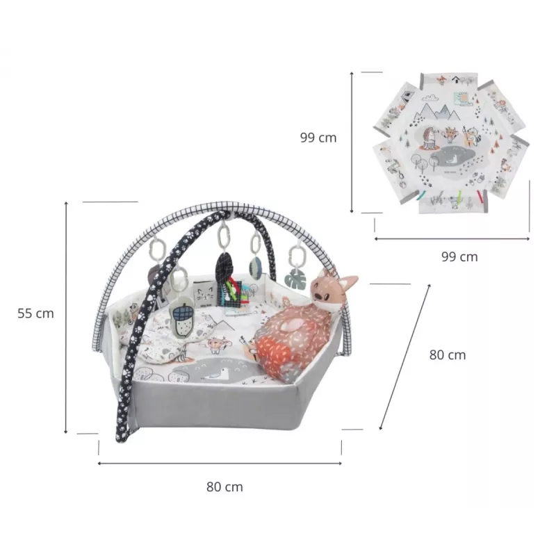 Tapete de atividades para bebé milly mally Baby Mat 5in1 Minky – tapete multifuncional 5 em 1 para bebé para posição de barriga, brincar, descansar, gatinhar, viajar