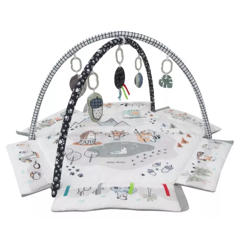 Tapete de atividades para bebé milly mally Baby Mat 5in1 Minky – tapete multifuncional 5 em 1 para bebé para posição de barriga, brincar, descansar, gatinhar, viajar