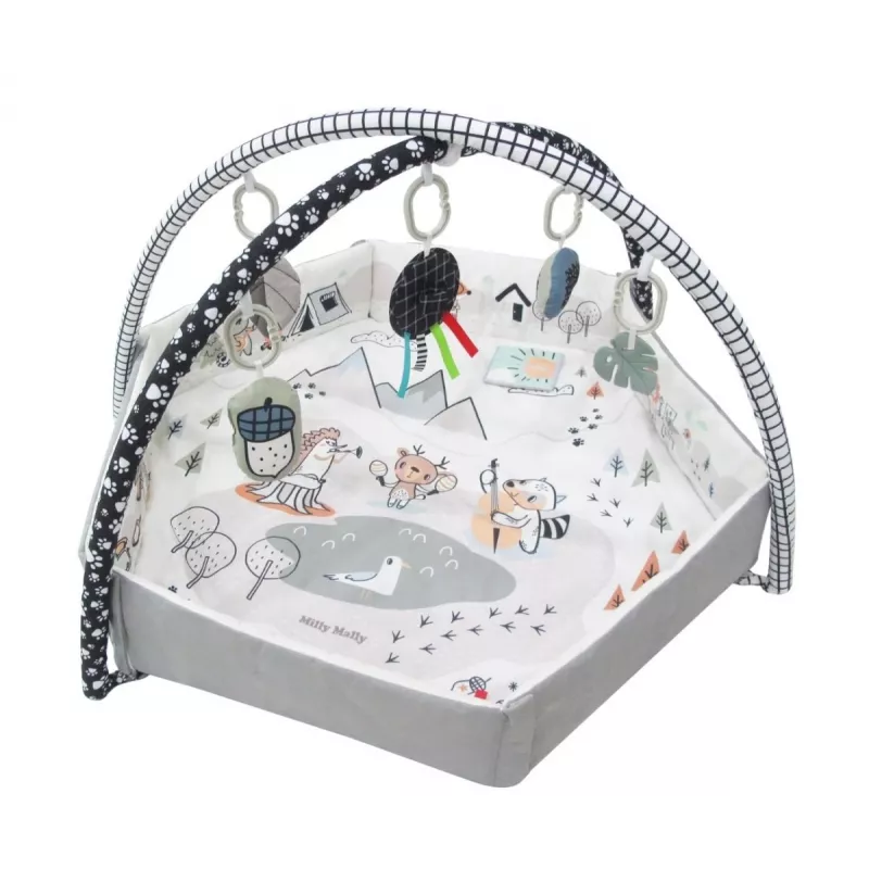 Tapete de atividades para bebé milly mally Baby Mat 5in1 Minky – tapete multifuncional 5 em 1 para bebé para posição de barriga, brincar, descansar, gatinhar, viajar