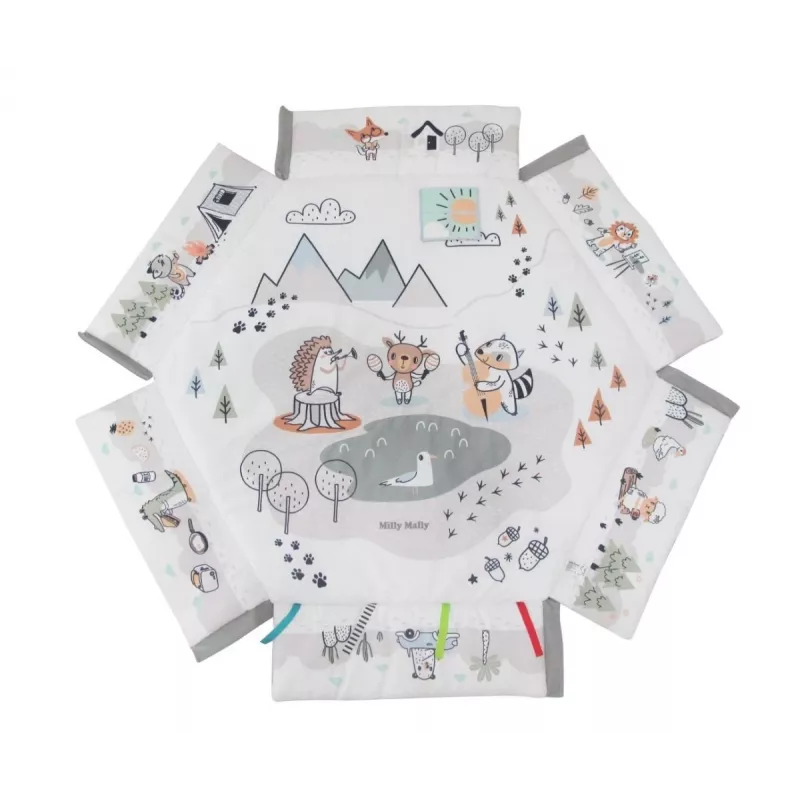 Tapete de atividades para bebé milly mally Baby Mat 5in1 Minky – tapete multifuncional 5 em 1 para bebé para posição de barriga, brincar, descansar, gatinhar, viajar