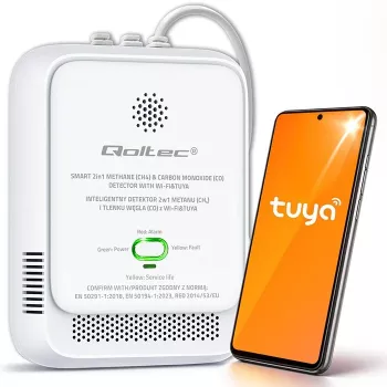 Detetor de fugas de gás e monóxido de carbono QOLTEC 52654 – sensor para gás natural e CO