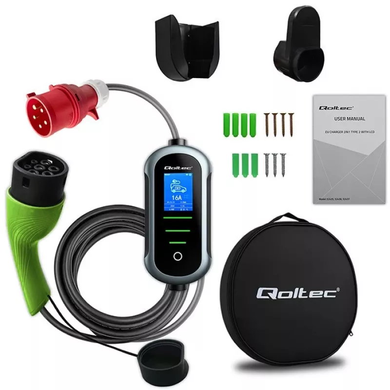 Carregador para carro elétrico QOLTEC 11 kW 400 V CEE 16 A com WiFi