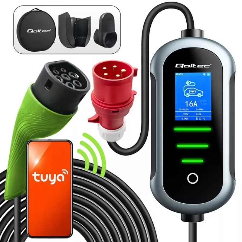 Carregador para carro elétrico de parede QOLTEC 7 kW 230V CEE 32A com Wi‑Fi e LCD (modelo 52721)
