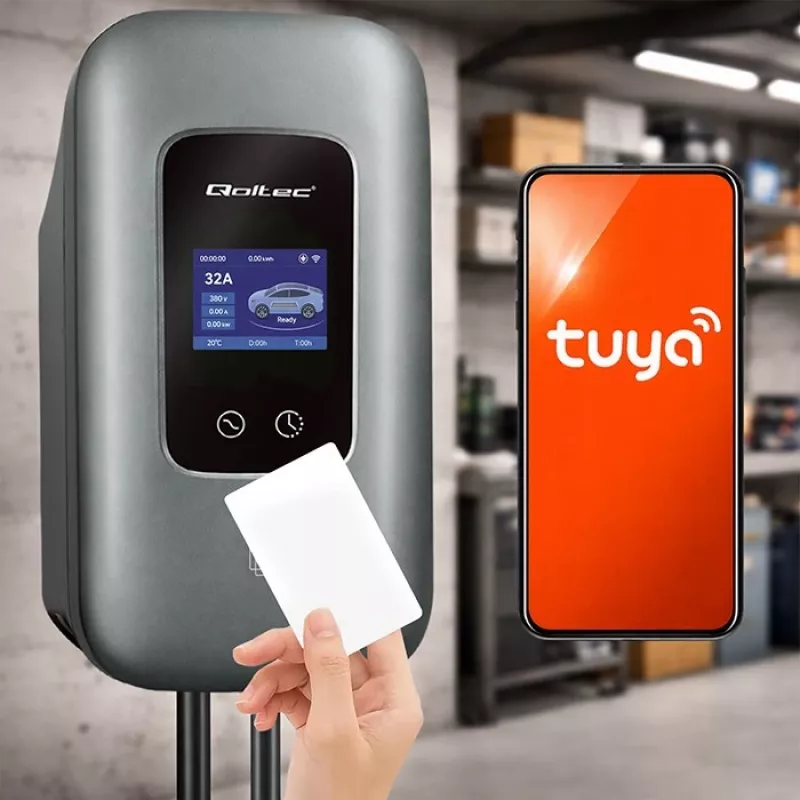 Estação de carregamento EV QOLTEC trifásica 22 kW 32 A com WLAN (modelo 52723)