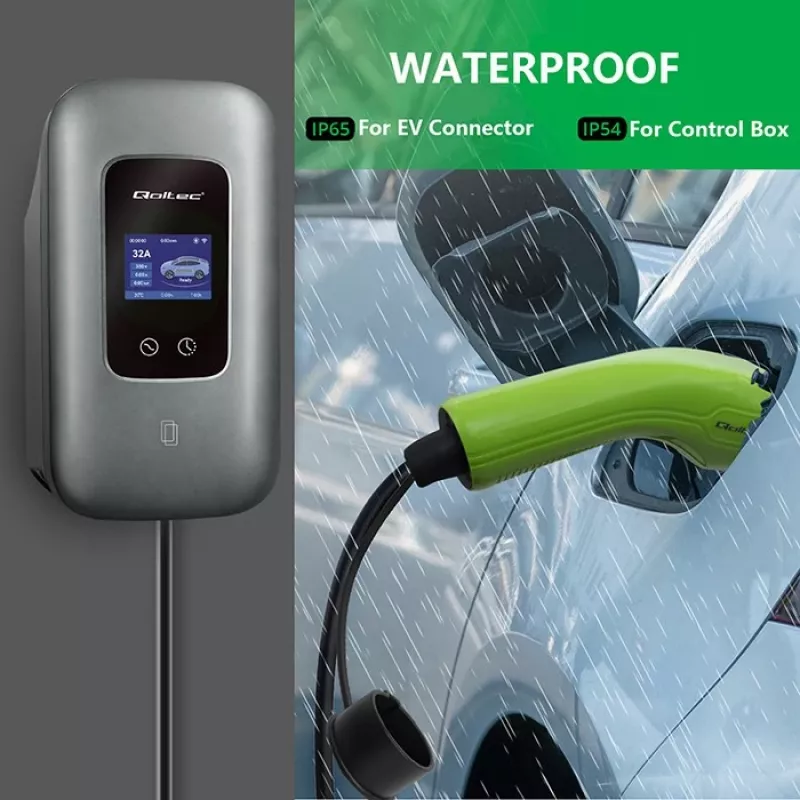 Estação de carregamento EV QOLTEC trifásica 22 kW 32 A com WLAN (modelo 52723)