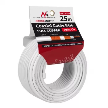 Cabo coaxial MACLEAN MCTV-470 RG-6/U 25 m, branco