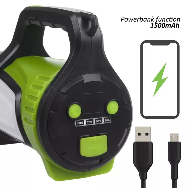 Lanterna MACLEAN MCE345 LED 3 em 1 com função de powerbank, 5 W XM-L-T6, branco frio 6500K, 3×18650 3,7 V 4500 mAh
