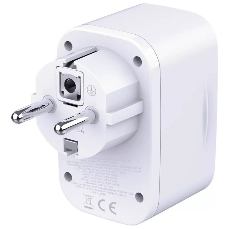 Carregador 3MK Charger Comfort GaN 30W branco – fonte de alimentação USB, saída GaN 30W