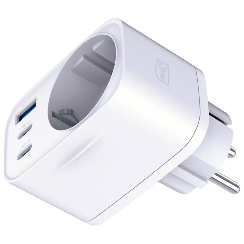 Carregador 3MK Charger Comfort GaN 30W branco – fonte de alimentação USB, saída GaN 30W