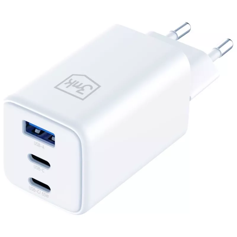 Carregador 3MK Charger Hyper GaN 65W QC4+ — carregador rápido USB GaN 65W com suporte QC4+