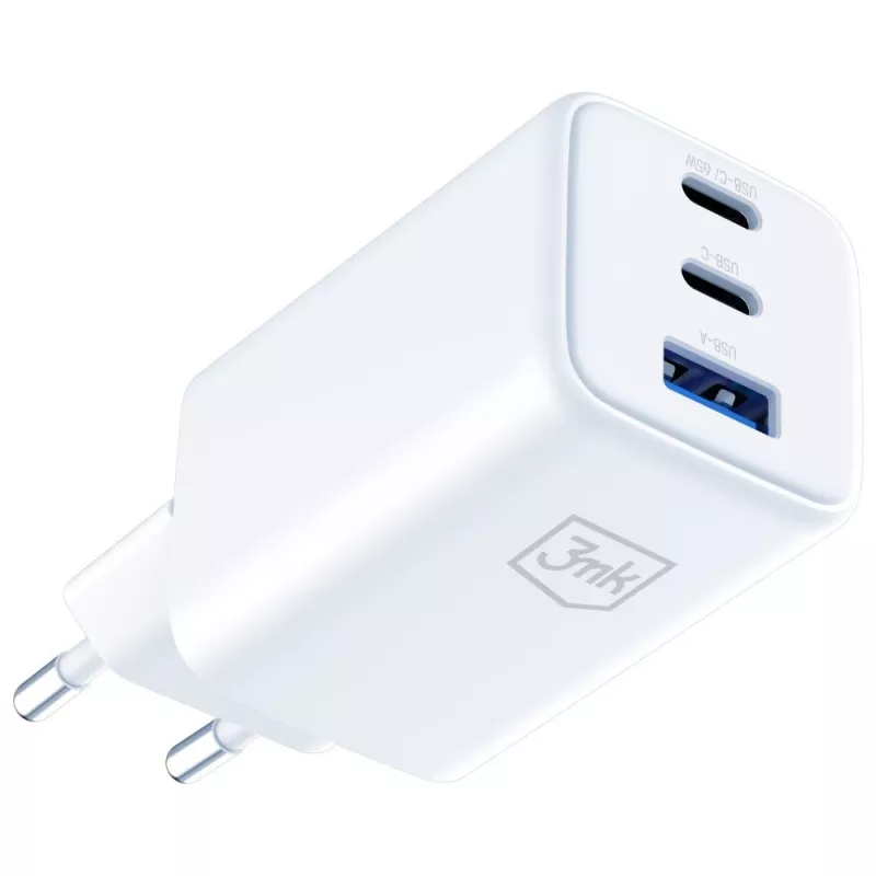 Carregador 3MK Charger Hyper GaN 65W QC4+ — carregador rápido USB GaN 65W com suporte QC4+