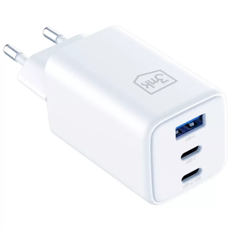Carregador 3MK Charger Hyper GaN 65W QC4+ — carregador rápido USB GaN 65W com suporte QC4+