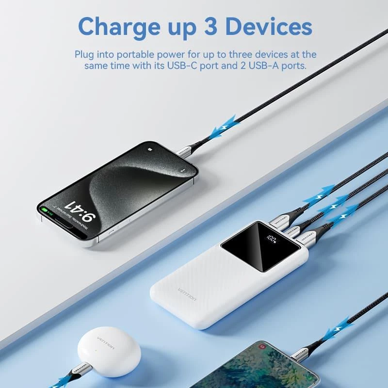 Power bank USB 10000MAH 22.5W/PRETO FHKB0 Vention