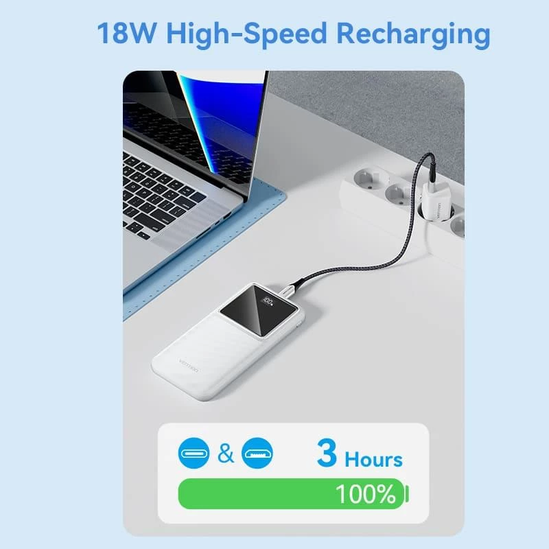 Power bank USB 10000MAH 22.5W/PRETO FHKB0 Vention