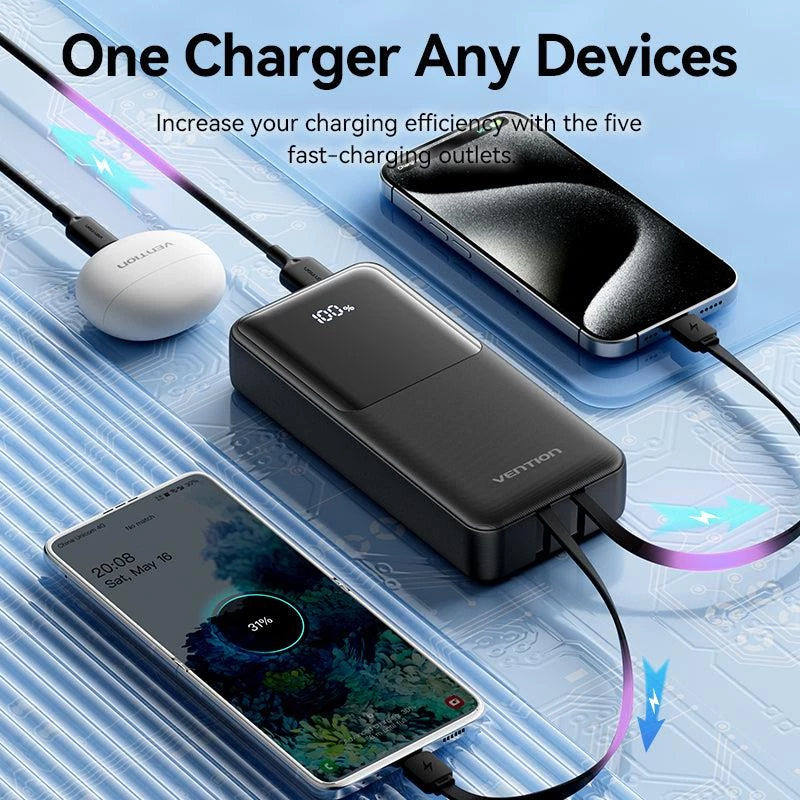 Power bank USB 20000MAH 22.5W/PRETO FHPB0 Vention