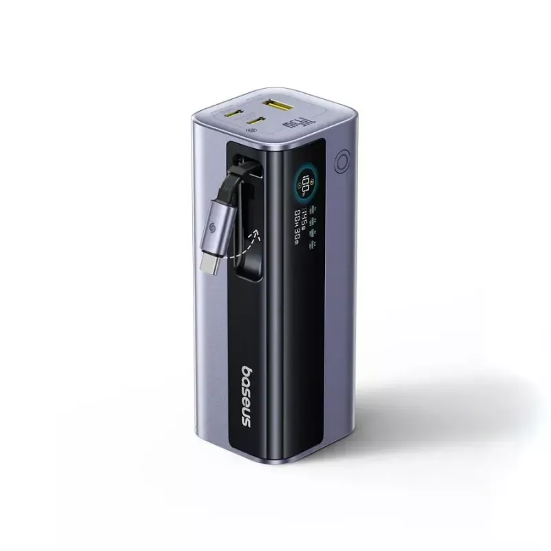 Baseus EnerGeek GR11 Power bank 20000 mAh 145W, cabo USB-C retrátil, cinzento