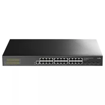 Switch Ethernet Gigabit L2 Gerido Cudy GS2008S2 com 8 portas RJ-45 10/100/1000 e 2 SFP, montagem em rack 1U, Preto