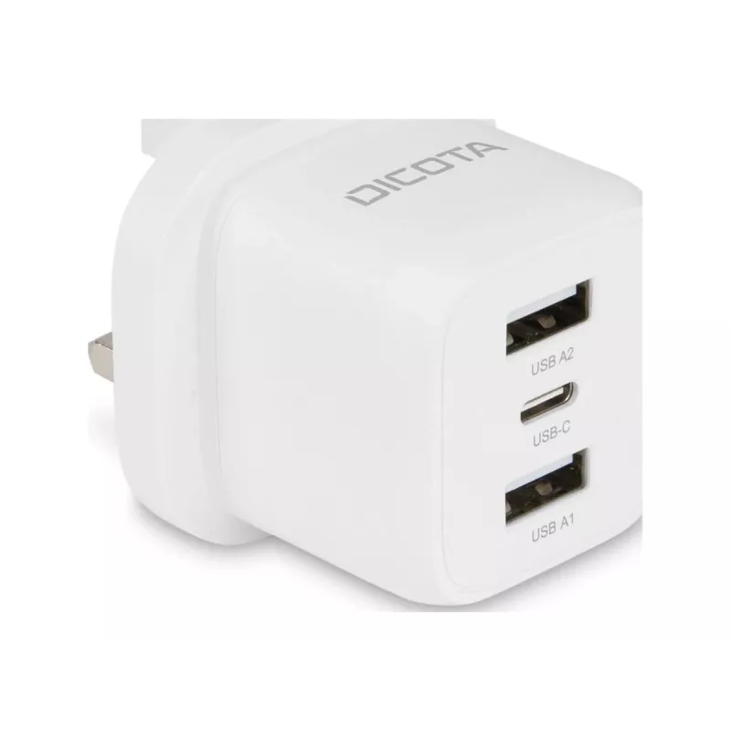 Fonte de alimentação Dicota - compacta, portátil - 32 Watt - 3 A - 3 portas de saída (USB-C, 2 x USB)