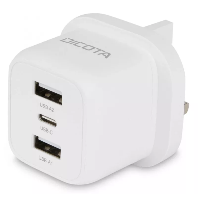 Fonte de alimentação Dicota - compacta, portátil - 32 Watt - 3 A - 3 portas de saída (USB-C, 2 x USB)