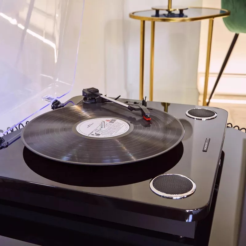 Gira-discos áudio com correia Energy Sistem BlackSpin preto transparente 33 45 78 rpm