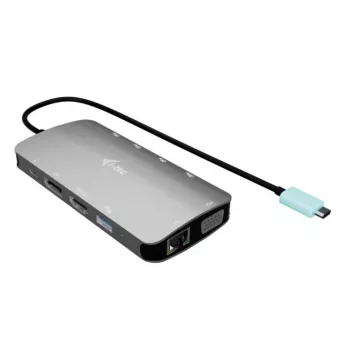 Docking station ITEC i-tec USB-C Metal Nano 3x Display (DP, HDMI, VGA) com Power Delivery 100 W, 4x USB-A, Gigabit Ethernet