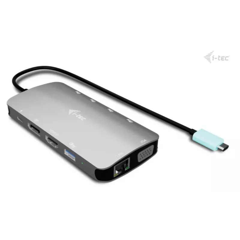 Docking station ITEC i-tec USB-C Metal Nano 3x Display (DP, HDMI, VGA) com Power Delivery 100 W, 4x USB-A, Gigabit Ethernet