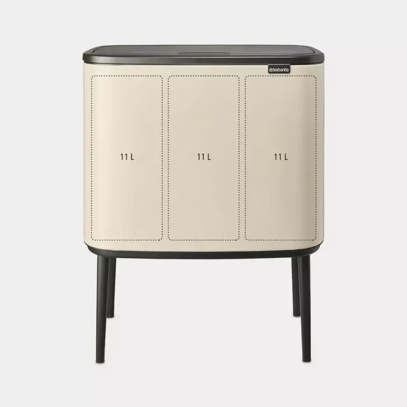 Balde de pedal Brabantia Bo Touch Bin 33 L 3 cestos bege largura 540 mm profundidade 312 mm altura 680 mm