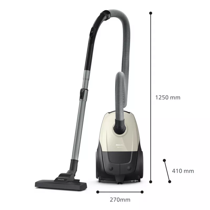 Aspirador | PHILIPS | potência de entrada 800 W | capacidade de pó 3 L | aspirador vertical | tipo de limpeza a seco | depósito de pó saco | cor preto/bege | XD1101/10
