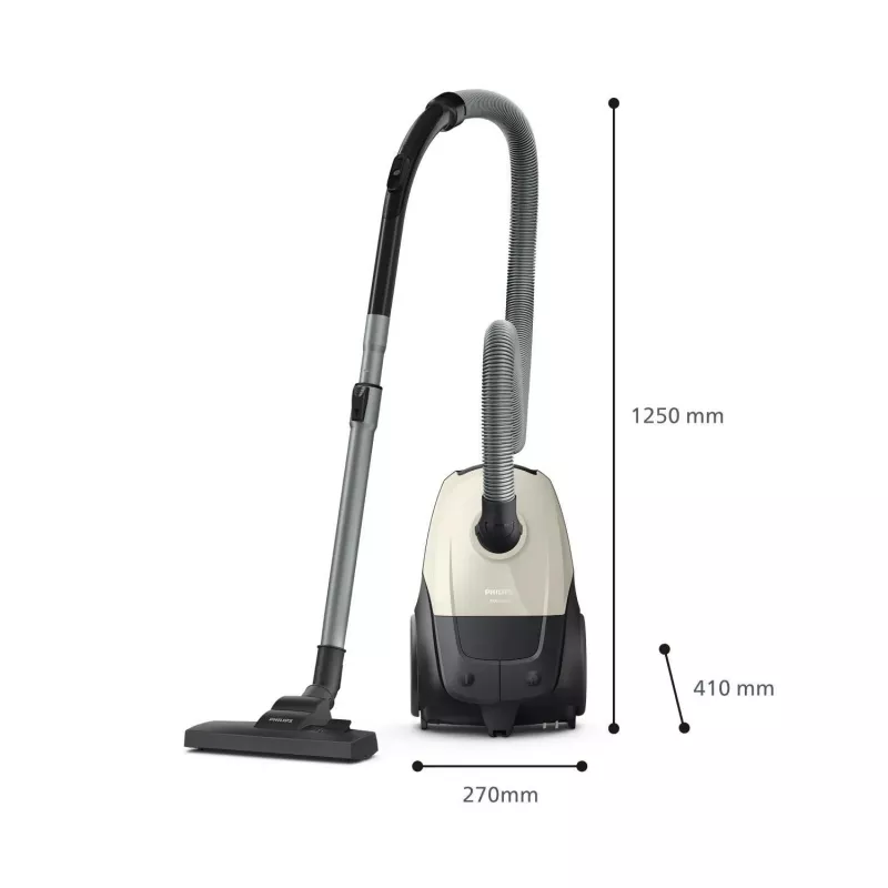 Aspirador | PHILIPS | potência de entrada 800 W | capacidade de pó 3 L | aspirador vertical | tipo de limpeza a seco | depósito de pó saco | cor preto/bege | XD1101/10