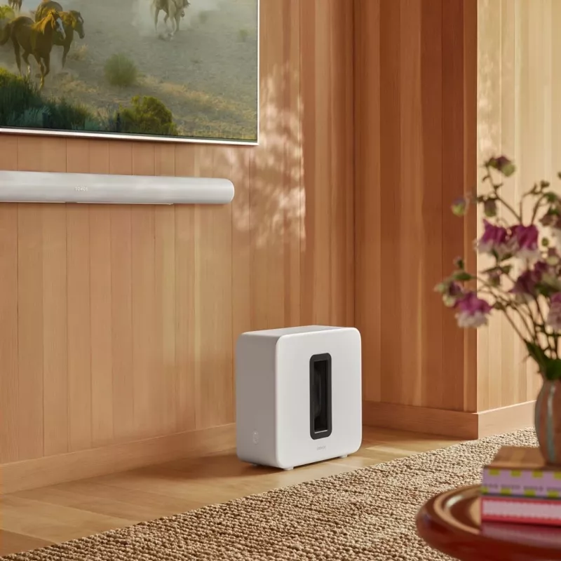 Subwoofer ativo Sonos Sub 4 – amplificador classe D, AC 110–240 V, 40,2 × 15,8 × 38,9 cm, preto ou branco
